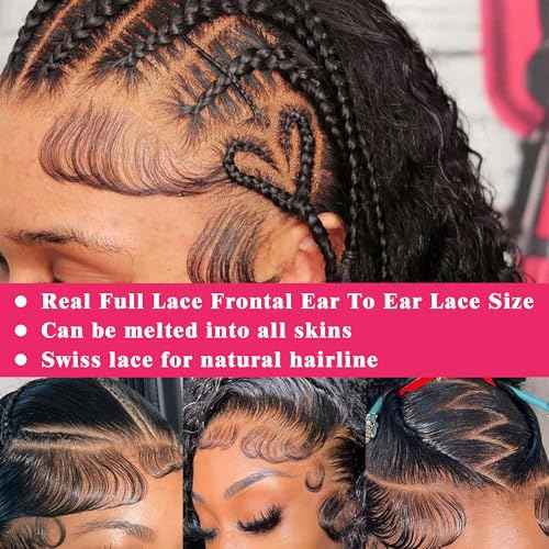 30 Inch Deep Wave Lace Front Wigs Human Hair 13x6 Hd Lace Front Wigs 180% Density For Women Wet And Wavy Glueless Wigs Pre Plucked With Baby Hair Deep Curly Wig Natural Black Color
