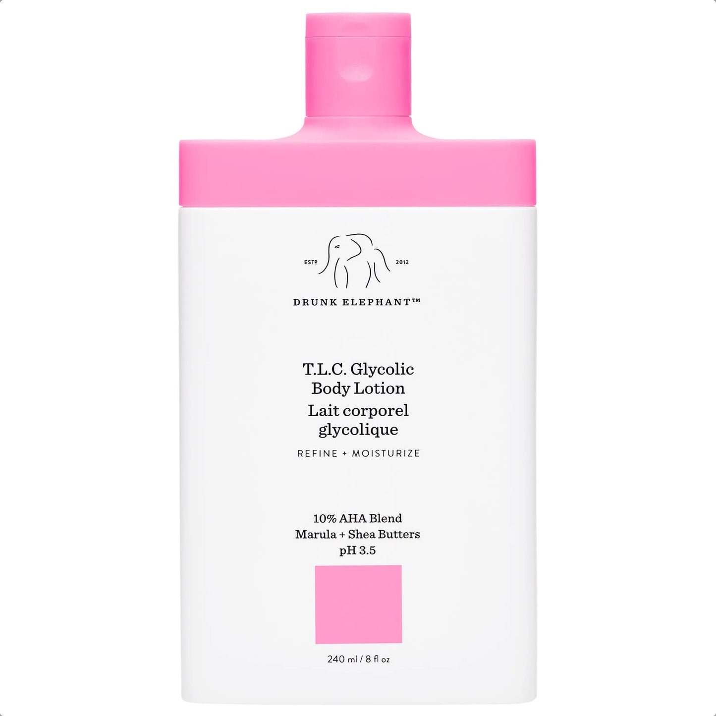 Drunk Elephant T.L.C. Glycolic Body Lotion with Marula and Shea Butters. Refining and Moisturizing for Healthy Skin (240 mL / 8 Fl Oz)