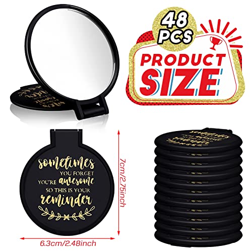 Weysat 48 Pcs Inspirational Small Compact Mirrors Bulk Gifts, You're Awesome Gifts for Women Employee Coworker Friends, Bulk Pocket Makeup Mirror for Purse for Galentines Valentines Party Favors