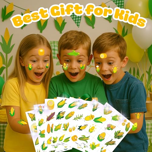 96 PCS Corn Temporary Tattoos - Party Favors & Classroom Prizes