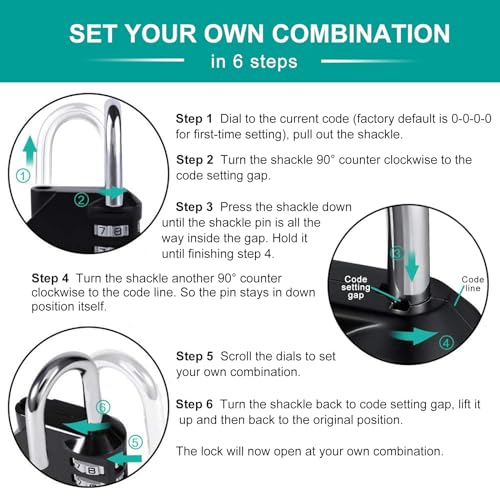 ZHEGE Combination Lock Outdoor, 4 Digit Re-settable Padlock for Gym, School, Fence, Employee Locker (Sliver)