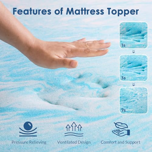 Mattress Topper King, 2 Inch Gel Memory Foam Bed Topper for King Size Bed, CertiPUR-US Certified, Blue