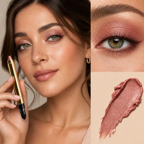 Dual-Ended Waterproof Shimmer Eyeshadow Stick with Blender
