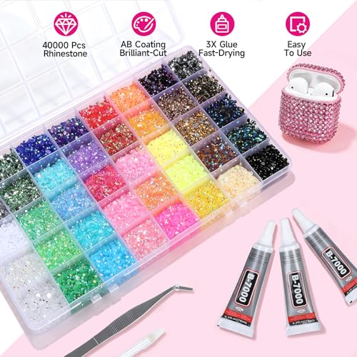 4mm Resin Rhinestones 40000Pcs Bedazzling Kit with Glue