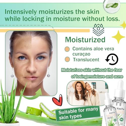 2PCS Aloe Vera Face Serum,Hydrating Facial Serum,Moisturizing Face Serum for All Skin