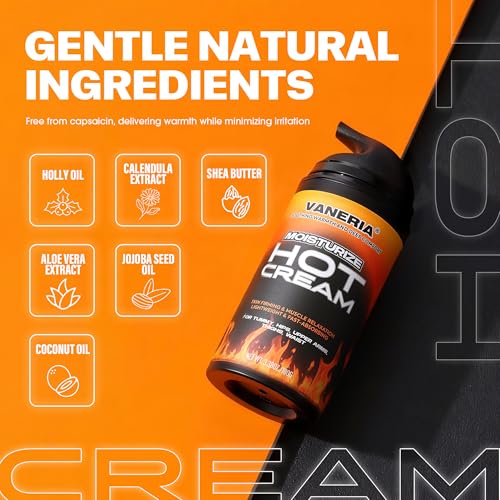 VANERIA Hot Cream,Cellulite Tightening Cream,Skin Firming & Muscle Relaxation, for Tummy, HIPS,Abdomen,Legs, Arms,Waist,Long Lasting & Moisturizing Pre and Post Workout Lotion100g/3.38oz