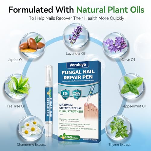 Maximum Strength Toenail Fungus Treatment Pen - 25% Undecylenic Acid, 4 Pens with Nail Files