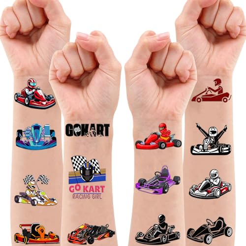 Go Kart Temporary Tattoos - 100 PCS Racing Party Favors