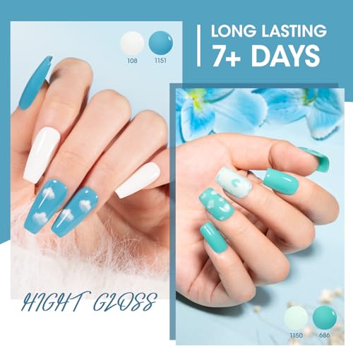 GELLEN Teal Nail Polish Set - 6 Fast Drying Colors for Spring