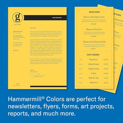 Hammermill Colored Paper, 20 lb Goldenrod Printer Paper, 8.5 x 11-1 Ream (500 Sheets) - Made in the USA, Pastel Paper, 103168R