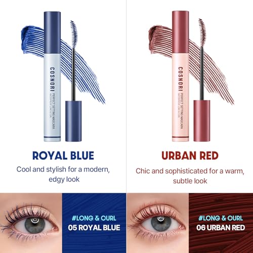 COSNORI Perfect Setting Waterproof Mascara Long&Curl 02 Cozy Brown ? Long Lasting Smudge - Brown Mascara - Soft Definition for Blue & Green Eyes - K Beauty - 0.23fl oz (7ml)