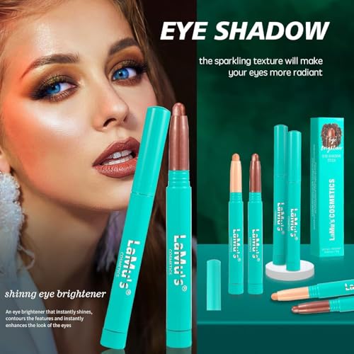 LaMu'S 2-Pack Eyeshadow Stick, Waterproof Glitter Eye Brightener
