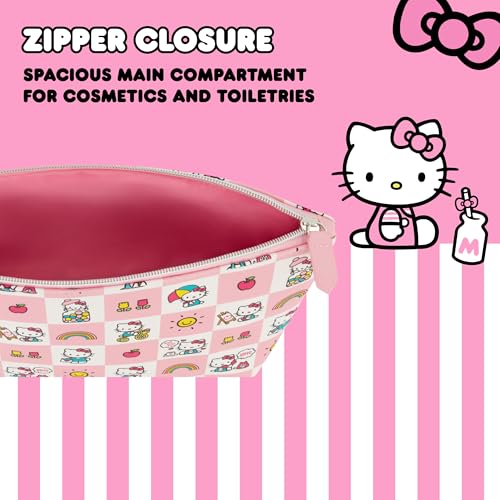 Hello Kitty Travel Makeup Bag, Trapezoid Cosmetic Organizer Pouch for Women