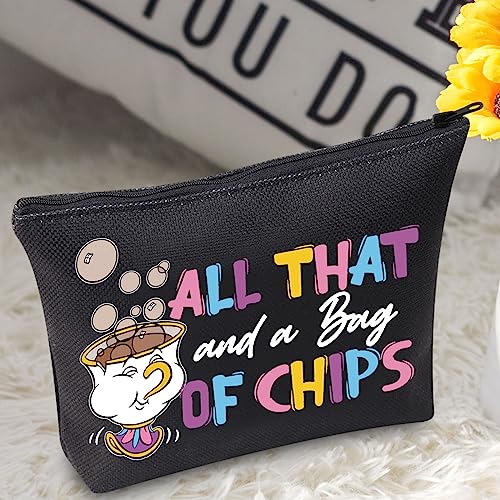 BWWKTOP Mrs. Potts And Chip Makeup Bag Beauty Inspired Gifts All That And A Bag Of Chips Makeup Zipper Pouch Bag Chip Merchandise (Bag Of Chips BL)