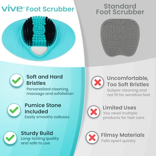 Shower Foot Scrubber with Pumice Stone - Exfoliating Foot Cleaner