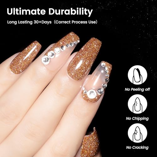 YTD Likomey Colorful Reflective Glitter Gel Nail Polish,15ml Brown Flash Diamond Shimmer Nails Gel,Sparkly Shiny Salon Home Nail Art Manicure UV Nail Gel,SZ393