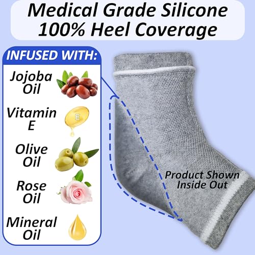 Moisturizing Socks for Cracked Heel Treatment: Heel Socks for Cracked Heel Repair, Silicone Toeless Socks, Spa Gel Socks for Dry Cracked Feet Women, Lotion Moisture Pedicure Socks