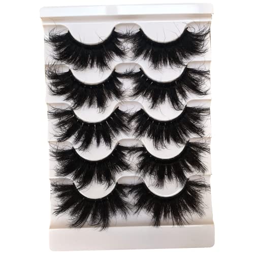 25MM Fluffy False Eyelashes - 5 Pairs 3D Faux Mink Lashes
