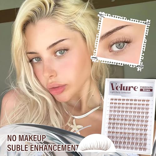 Brown Cluster Lash Extensions Kit - 120pcs Wispy C Curl