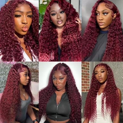Burgundy Water Wave Human Hair Bundles 18-22 Inch