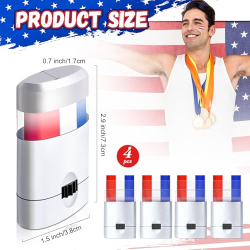 4 Pack Patriotic Face Paint Sticks - Red White Blue