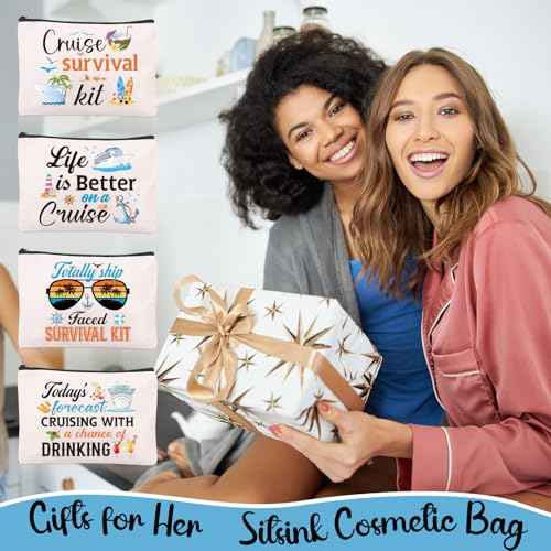 Cruise Essentials Gift Bags - 4 Pcs Cruise Travel Pouch Gifts Exachange Ideas, Life is Better on A Cruise Cosmetic Makeup Bag, Cruising Must Haves Accessories Bag, Gifts for Party Christmas