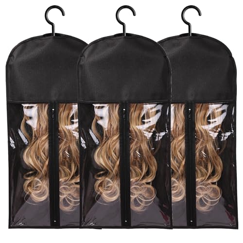 3PCS Wig Storage Bags with Hanger - Dust-Proof Organizer for Wigs
