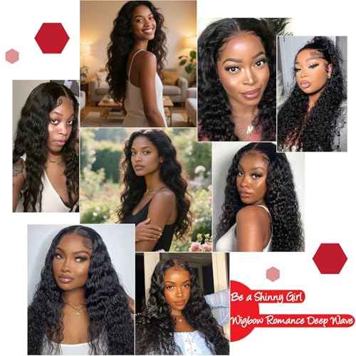 Loose Deep Wave 4X4 Lace Closure Wigs Human Hair Body Wave Curly Wear and Go Glueless Wig, 20 Inch Natural Black 4X4 HD Lace Front Pre Plucked Pre Cut Human Hair Wig with Baby Hair for Black Women
