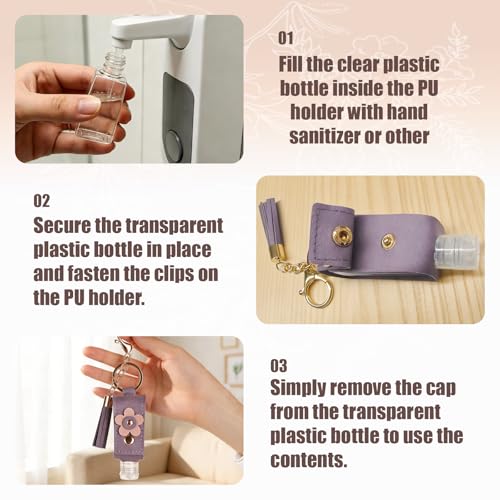 Shuielai 4pc Refillable Hand Sanitizer Keychain Holder with Extrusion Port - Clip on Bag or Key