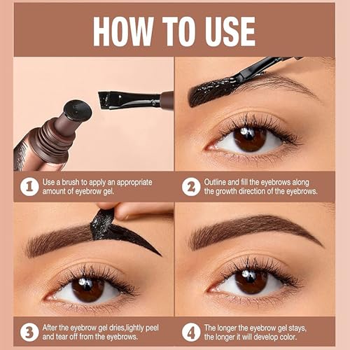 2Pcs Tattoo Eyebrow Gel Easy Peel Off,Temporary Eyebrow Tint,Waterproof Transfer-proof Fuller with 150¡ÆSmall Curved Tray,Defined Brow Stain,for Women Last Up to 5 Days(Espresso)