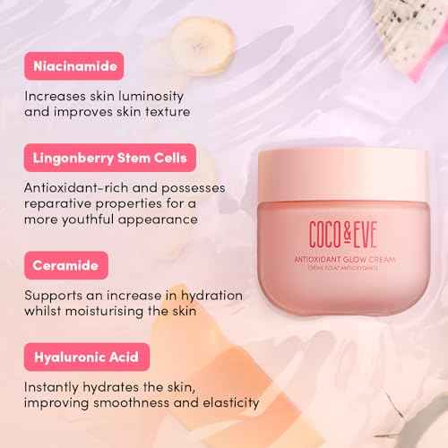 Coco & Eve Antioxidant Glow Cream. With Niacinamide, Hyaluronic Acid, & Ceramide to nourish, protect, repair & smoothen the skin. Suitable for sensitive skin (1.76 fl oz)