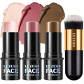 Lezero 3-Piece Contour Stick Kit with Blush, Bronzer & Highlighter