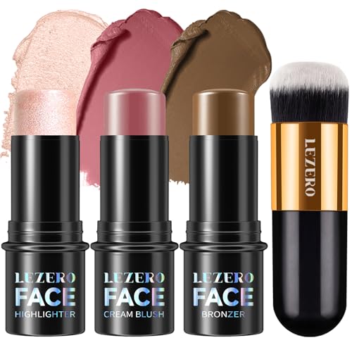 Lezero 3-Piece Contour Stick Kit with Blush, Bronzer & Highlighter