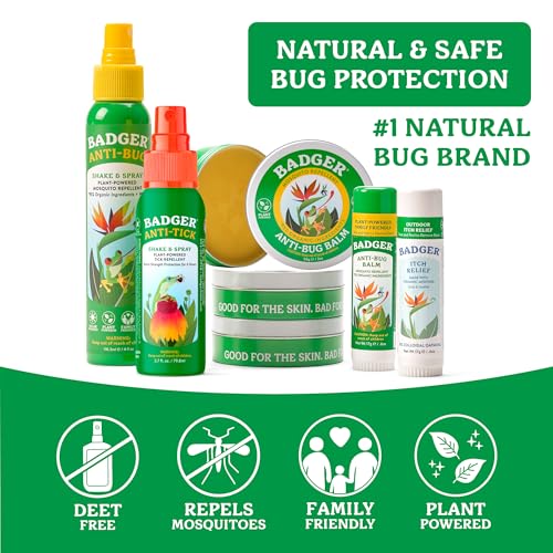Badger All Natural Bug Spray - Family Friendly Mosquito Repellent, 2.7 fl oz