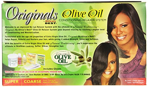 Originals by Africa's Best Olive Oil Hair Relaxer Kit, No lye Super / Coarse System, Conditions and Moisturizes For Healthier Looking, Softer, Silkier, Straighter Hair