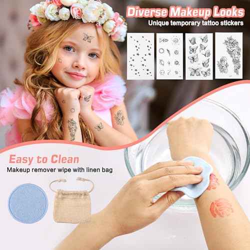 Anpro All-In-One Makeup Carry Case with Pro Teen Makeup Set, Full Starter Cosmetics Kit with Makeup Brushes, Eye Shadows Palette, Blushes, Glitter Gel, Temporary Tattoo Stickers