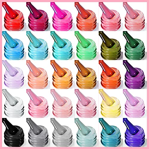 SAVILAND 76PCS Gel Nail Polish Kit with 180W(5X Faster) U V Light - Starter Kit 30 Colors Gel Polish Spring Summer Nude White Soak-Off U V LED Nail Gel with 180W LED Nail Lamp Starter Kit, Gel Glossy/Matte Gel for Home DIY Nail Salon, Gift for Women