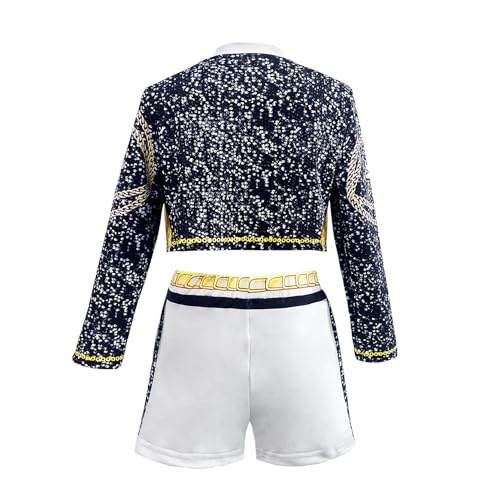 RUXINRUA Girls Cosplay Costume Set with Jacket, Shorts & Wig (3-13Y)