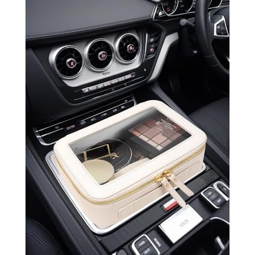 Clear Makeup Bag, Travel Cosmetic Organizer Case Waterproof Skincare Toiletry Bag with Zipper Portable Make Up Pouch Compact Car Organizer Bag for Essentials (Large White)