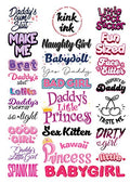 DDLG Temporary Tattoo Sheet - 26 Kinky Designs