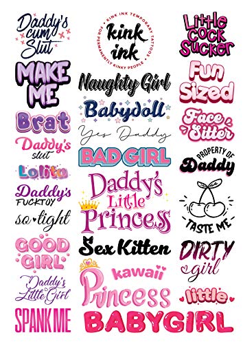 DDLG Temporary Tattoo Sheet - 26 Kinky Designs