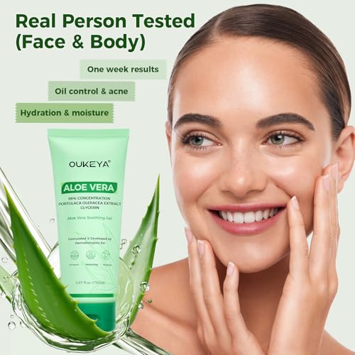 OUKEYA Aloe Vera Gel ? Soothing, Hydrating, and Nourishing for Face & Body 5.07 Fl Oz | 98% Natural Aloe Vera, Pure & Organic for After Sunburn Relief, Skincare & Hair Hydration, Calming Moisturizing