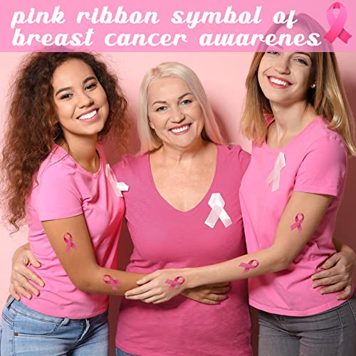 288 Pieces Pink Ribbon Temporary Tattoos Breast Cancer Awareness Tattoo Breast Cancer Stickers Temporary Stickers Pink Ribbon Face Decorations for Party