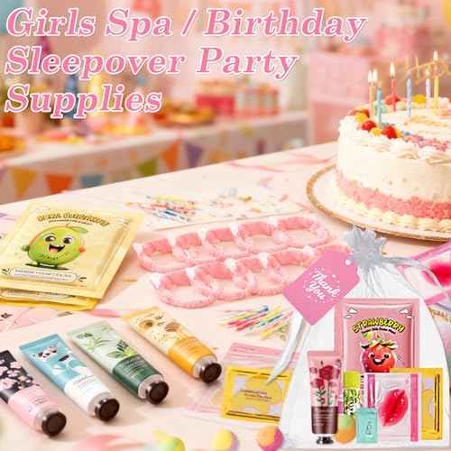 110PCS Spa Party Supplies for Girls,Spa Party Favors Include Lip Balm,Lip Mask,Foot Bath Bombs,Face Masks Skincare For Girls 10-12,Spa Birthday Sleepover Party Stocking Stuffers for Teens & Women
