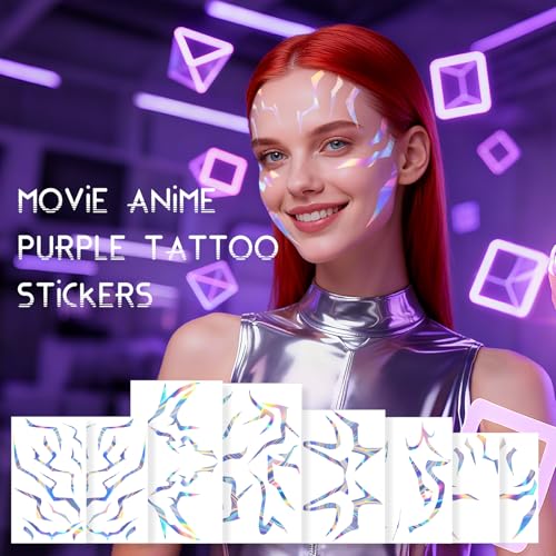 Demon Hunter Anime Temporary Tattoos – 8 Piece Cosplay Set