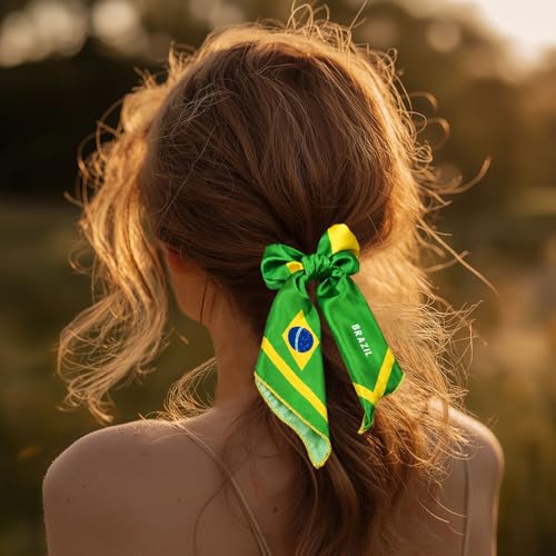 Brazil Flag Hair Accessories Set - 4-Piece Headbands & Clips