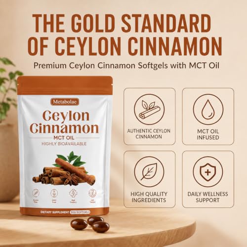 Nukupuns Metabolae Ceylon Cinnamon SoftGels with MCT Oil, 300 Count