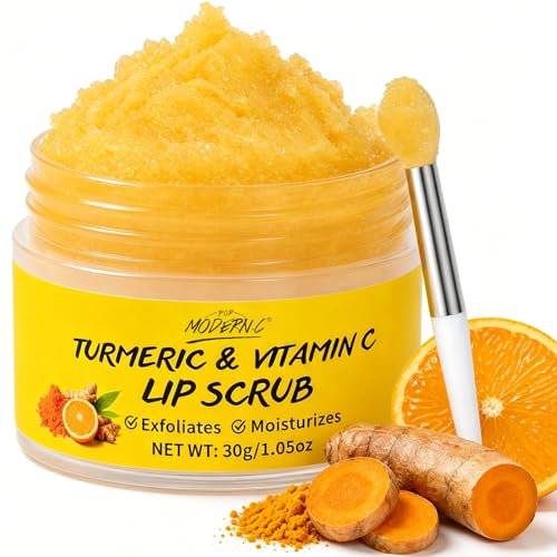 Turmeric Lip Scrub with Vitamin C - Exfoliating Lip Scrubber for Dark Lips