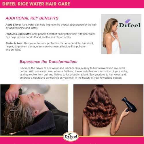 Difeel Rice Water Premium Hair Oil 2.5 oz. - Strengthening Rice Water Moisturizer for Hair