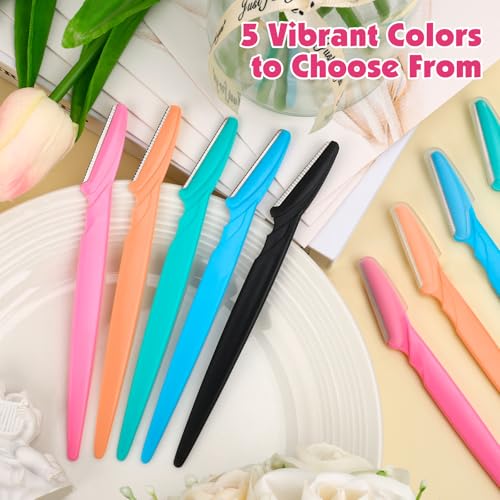 100 Pcs Eyebrow Razors for Women & Men - Colorful Facial Shavers